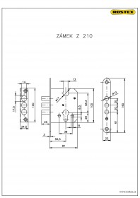 Bezpečnostní kování - Zámek zadlabací Z210  ( R3)